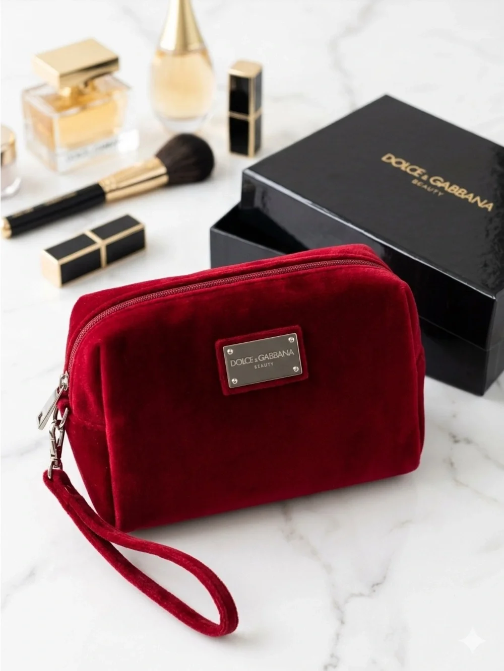 Dolce & Gabbana Red‎ Wristlet Clutch, Makeup or Cosmetic Bag in Box | New in Box